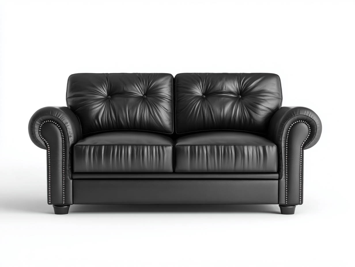 Canapé 2 places similicuir 160x95x90 cm - noir - style classique capitonné