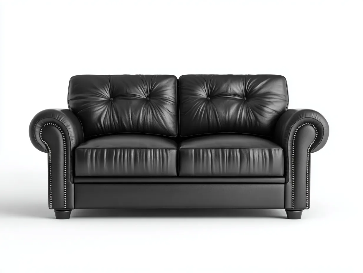 Canapé 2 places similicuir 160x95x90 cm - noir - style classique capitonné