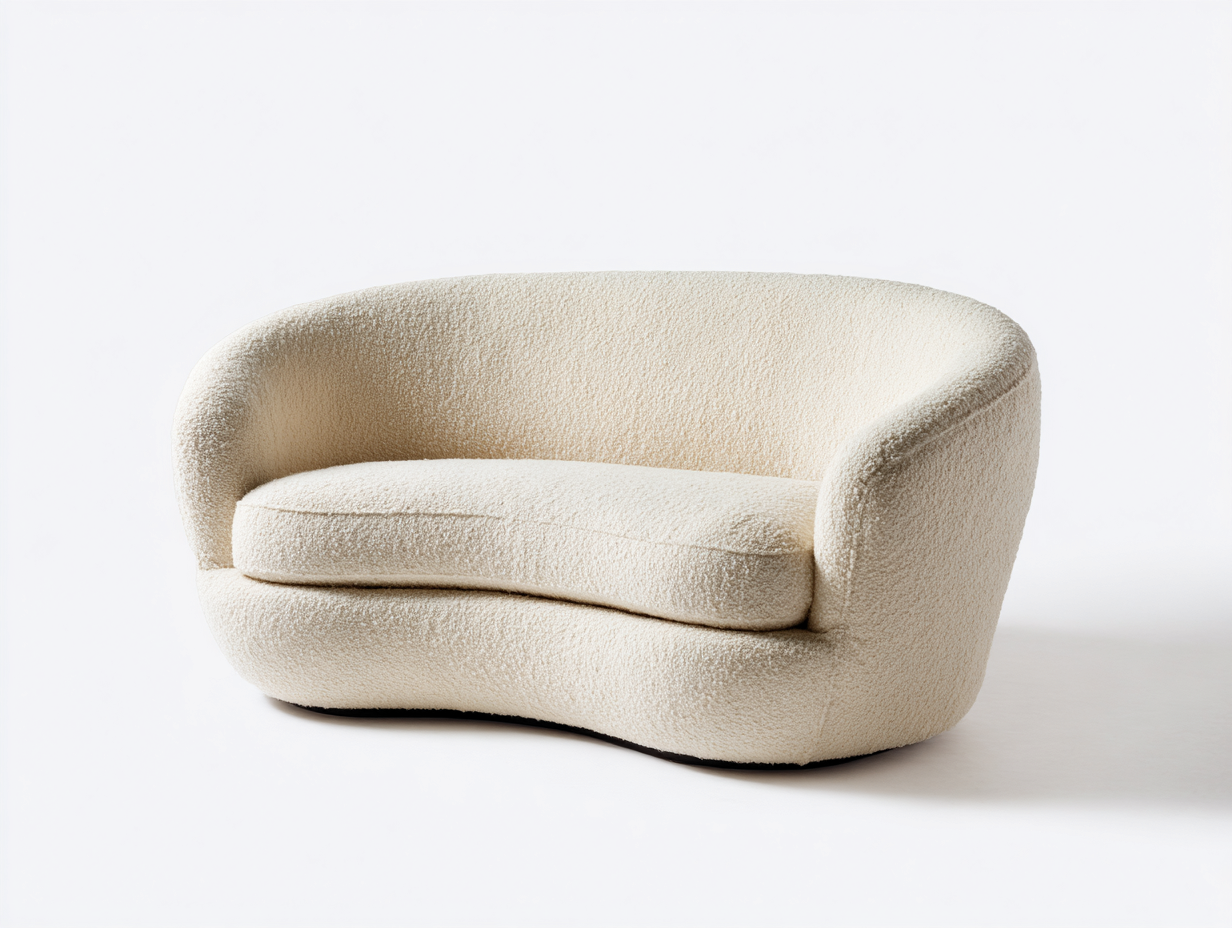 Canapé 2 places tissu 150x78x76 cm - blanc crème - design moderne