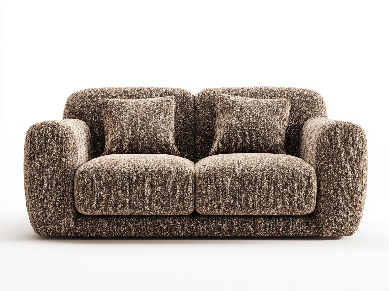 Canapé 2 places tissu bouclé 170x95x85 cm - marron - design moderne