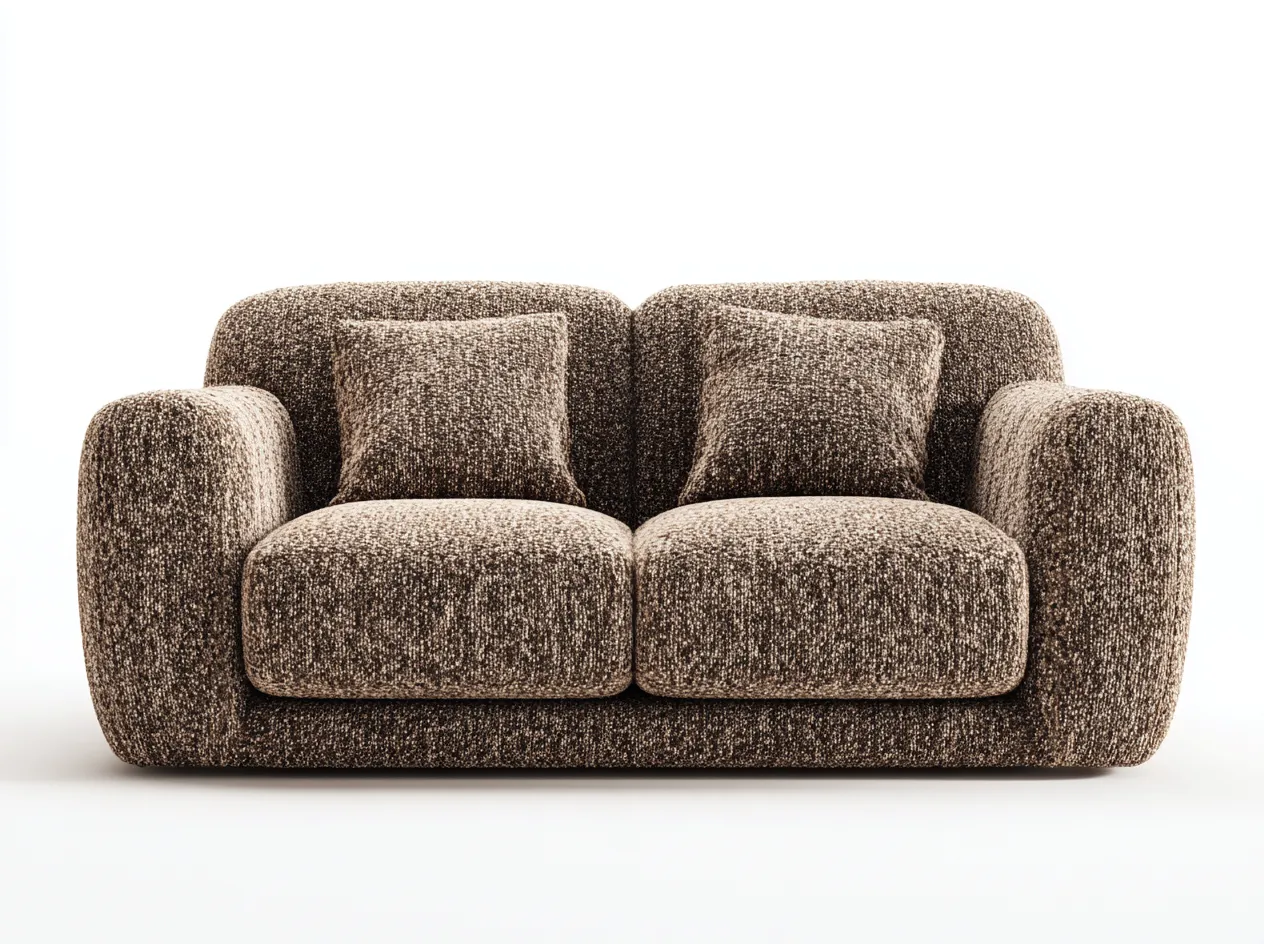 Canapé 2 places tissu bouclé 170x95x85 cm - marron - design moderne