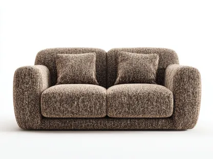 Canapé 2 places tissu bouclé 170x95x85 cm - marron - design moderne