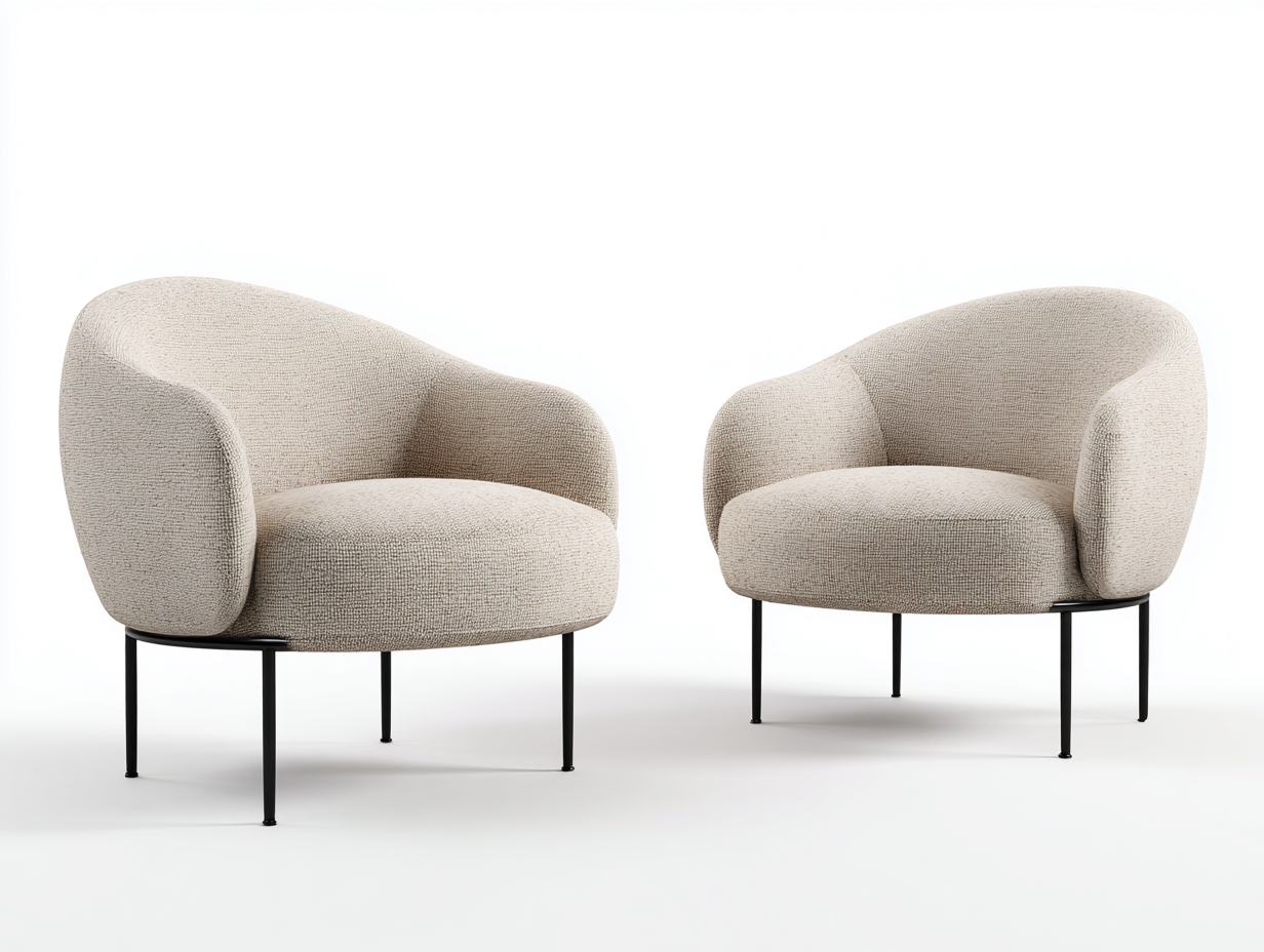 Fauteuil 82x78x78 cm - tissu beige - design moderne