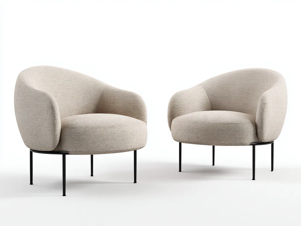 Fauteuil 82x78x78 cm - tissu beige - design moderne