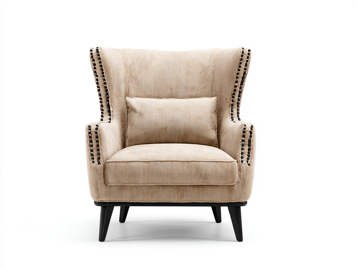 Fauteuil 85x80x100 cm - tissu beige - design moderne