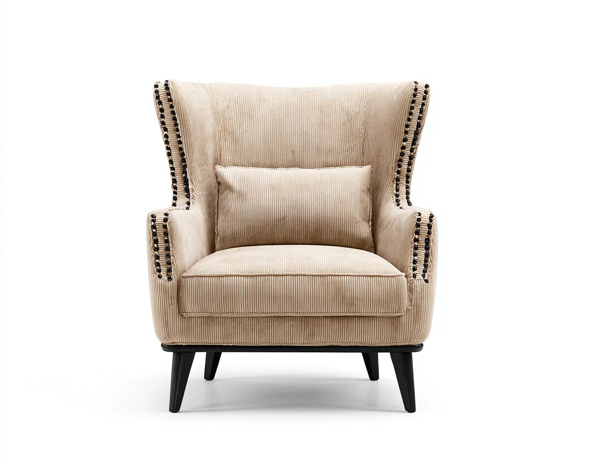 Fauteuil 85x80x100 cm - tissu beige - design moderne