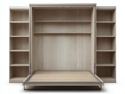 Lit escamotable bois 200x160x220 cm - chêne clair - design moderne