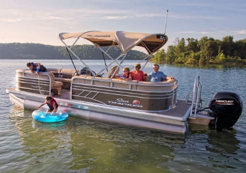 People on pontoon boat