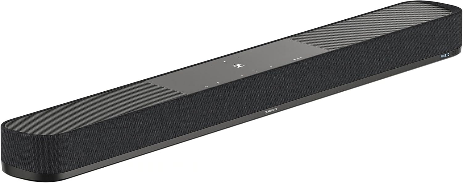 Sennheiser Auxiliaire AMBEO Soundbar | Plus pour TV et Musique avec Son Surround 3D immersif, Configuration de Haut-Parleur 7.1.4 virtuel, caissons de Graves Doubles intégrés, Prise UE, Black
