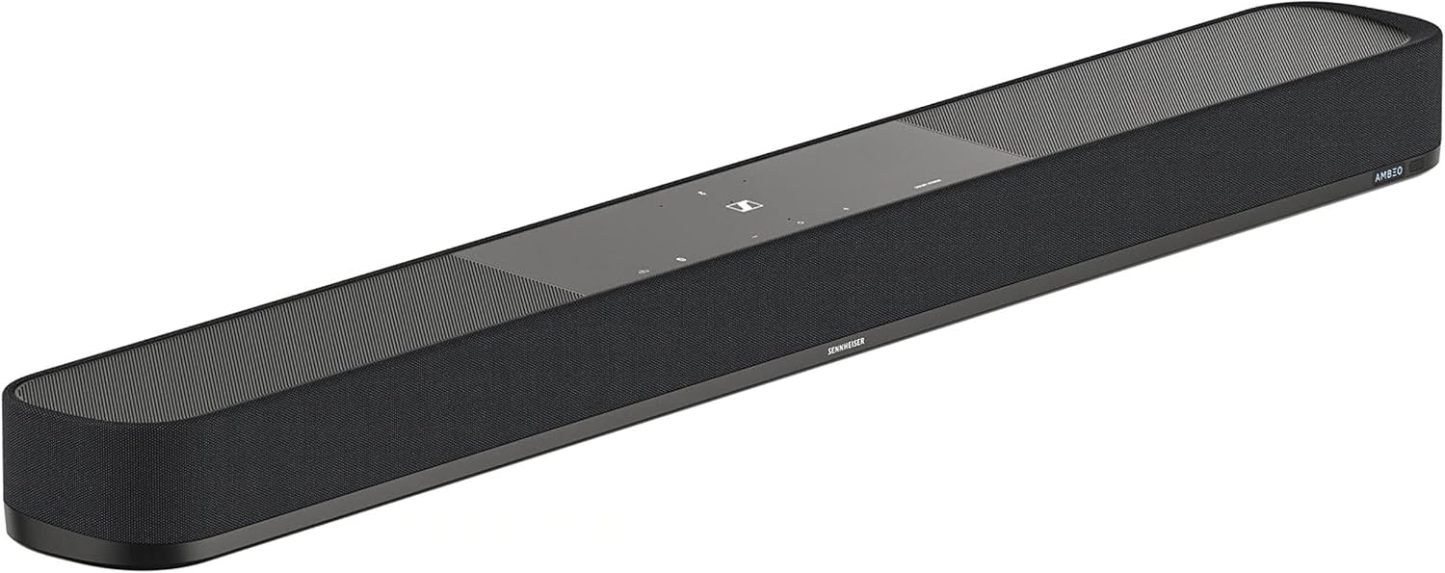 Sennheiser Auxiliaire AMBEO Soundbar | Plus pour TV et Musique avec Son Surround 3D immersif, Configuration de Haut-Parleur 7.1.4 virtuel, caissons de Graves Doubles intégrés, Prise UE, Black