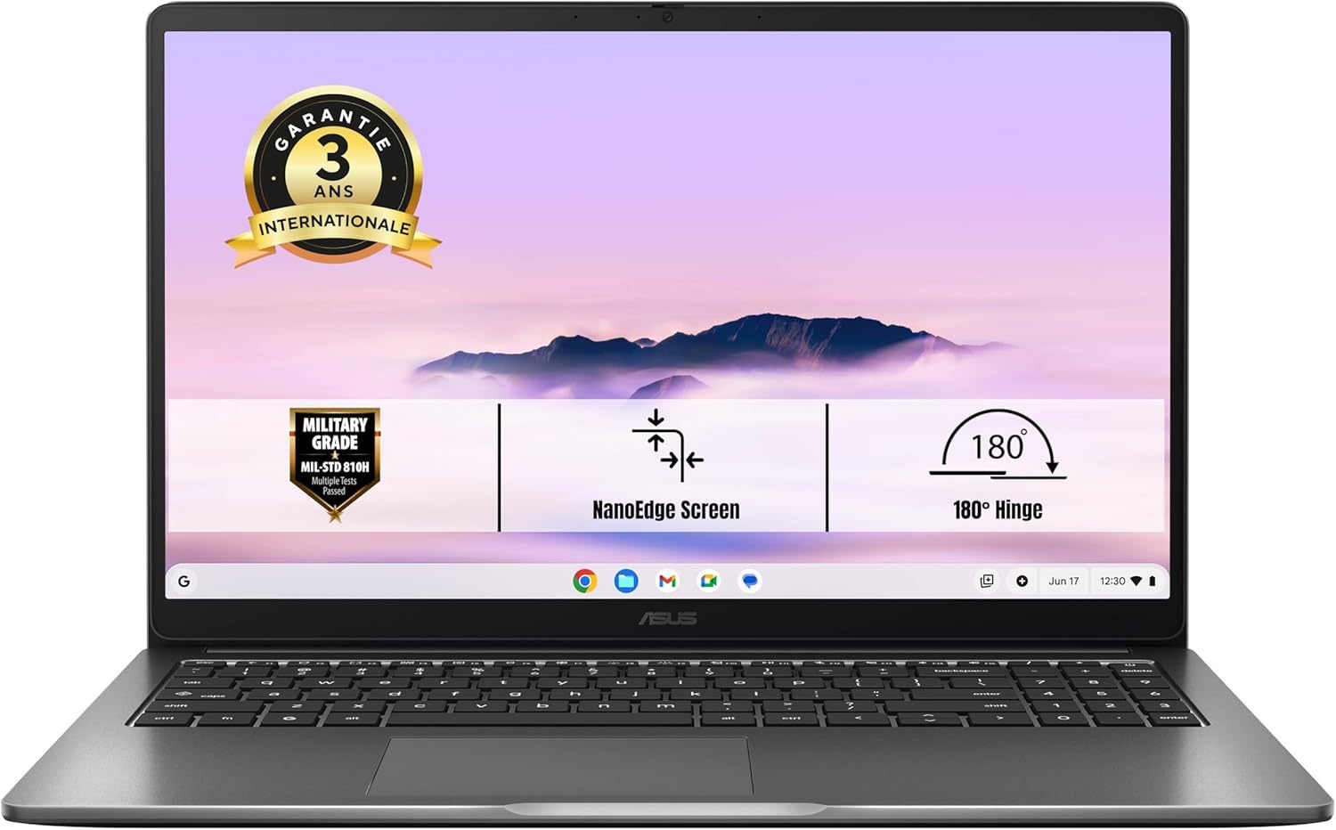 ASUS Chromebook CX1505CTA-S70005 15.6 Pouces FHD 60Hz Pc Portable (Intel Core i3-N355 Processeur 3.9 GHz, 16GB LPDDR5, 128G eMMC, Intel UHD Graphics, ChromeOS) – Clavier AZERTY