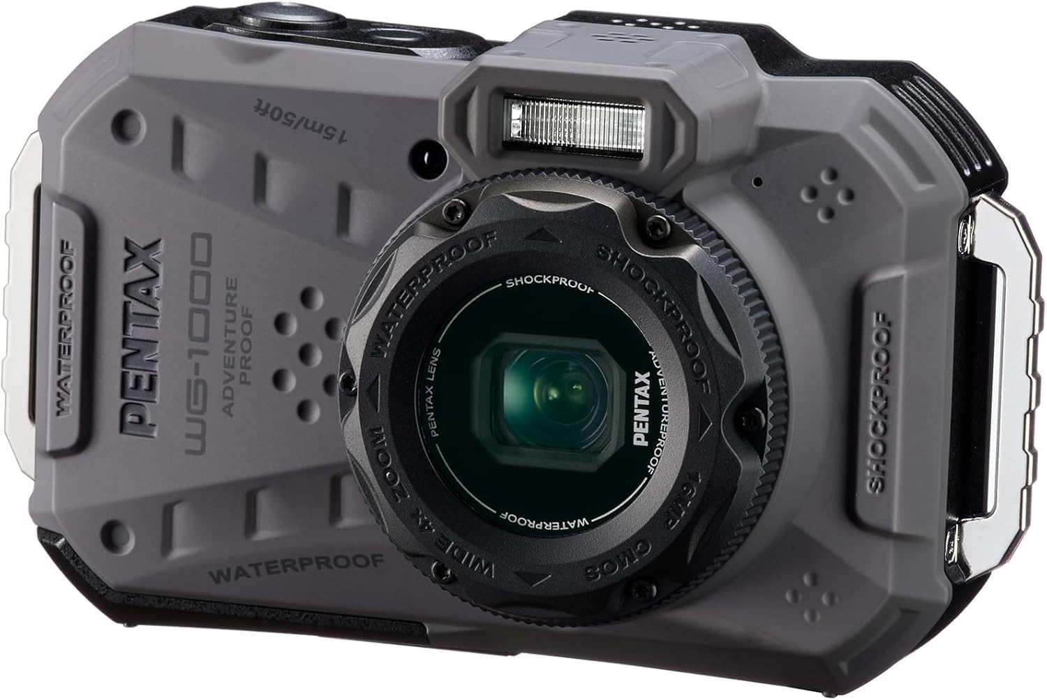 Appareil Photo numérique Compact étanche PENTAX WG-1000 (Gris), conçu pour la Photographie décontractée en extérieur et sous-Marine, étanche jusqu'à Une Profondeur de 15 mètres, jusqu'à Une Heure