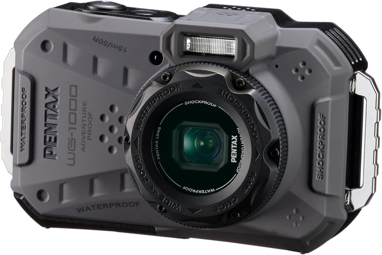 Appareil Photo numérique Compact étanche PENTAX WG-1000 (Gris), conçu pour la Photographie décontractée en extérieur et sous-Marine, étanche jusqu'à Une Profondeur de 15 mètres, jusqu'à Une Heure