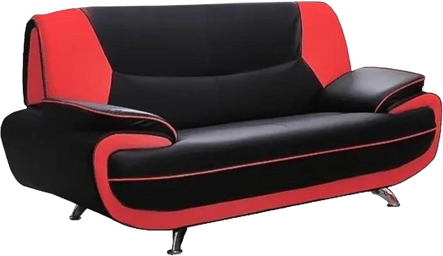 Mobilier-Deco MUZA - Canapé Design 2 Places en Simili Cuir Noir et Rouge