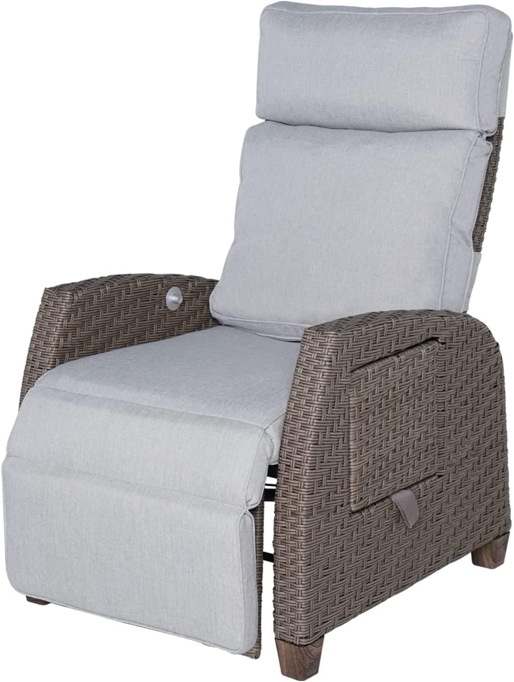 Grand patio Fauteuils Inclinables en Rotin, Réglable Chaise de Jardin avec Coussin, Aluminium Structure, Protection UV, Fauteuils Relaxants pour Intérieur, Extérieur (Beige Coussin)