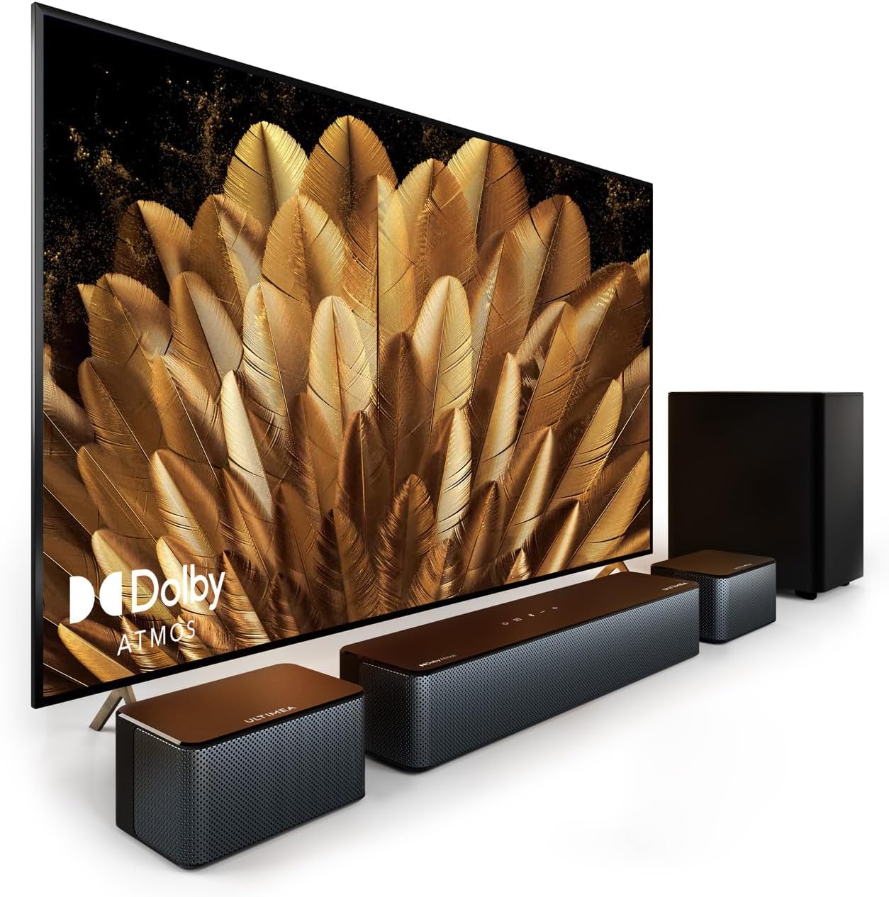ULTIMEA Barre de son 5.1 avec Dolby Atmos, système de son surround 3D, barre de son pour TV avec caisson de basses, 2 haut-parleurs arrière, barre de son Bluetooth 5.3 avec basses réglables, Poseidon