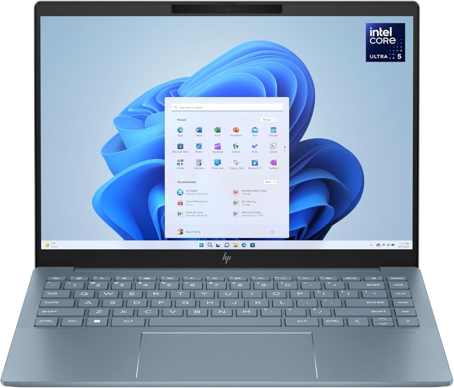 HP Pavilon Plus 14-ew1000sf Ordinateur Portable 14" 2.8K OLED 120 Hz, PC Portable (Intel Core Ultra 5 125H, RAM 16 Go, SSD 512 Go, Intel Arc Graphics, Windows 11), Laptop Bleu, Clavier AZERTY