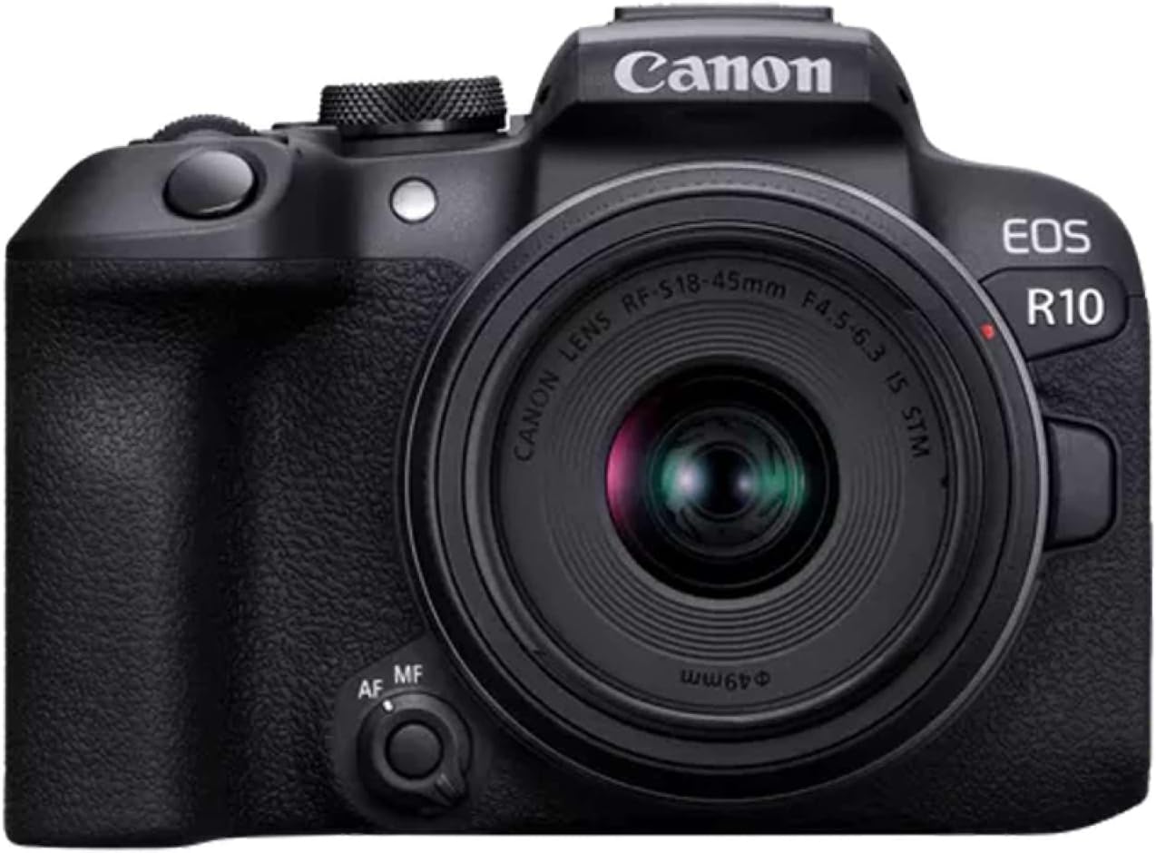 Canon EOS R10 Appareil Photo Hybride Format APS-C 24 Mpixels Noir Plus Objectif Canon RF-S 18-45mm F4.5-6.3 is STM Standard