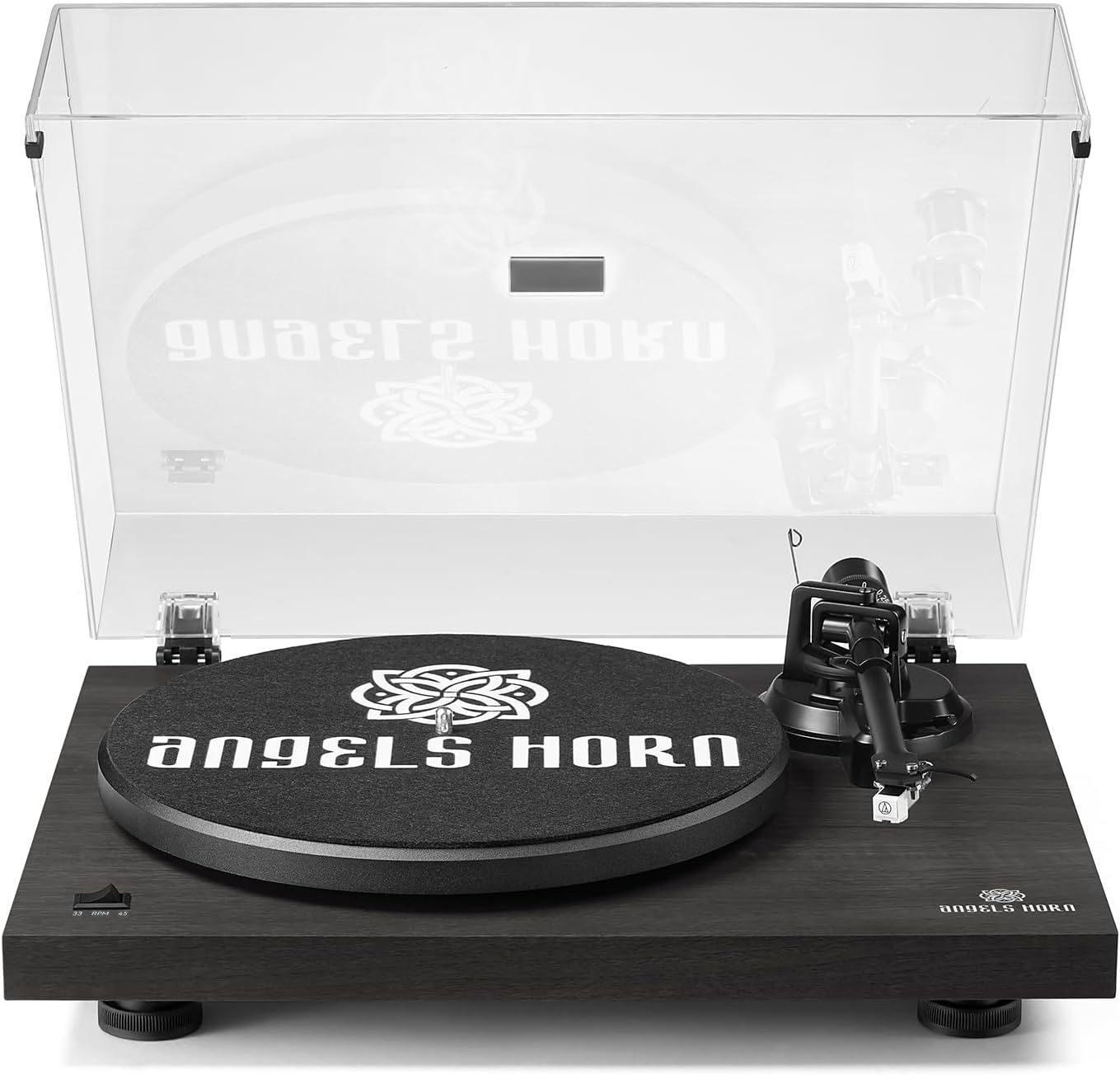 ANGELS HORN Lecteur de Disque Vinyle avec Sortie Bluetooth 5.0 améliorée, Platine Audio Domestique, édition Moderne, entraînement par Courroie à 2 Vitesses, préampli Phono, Cartouche magnétique