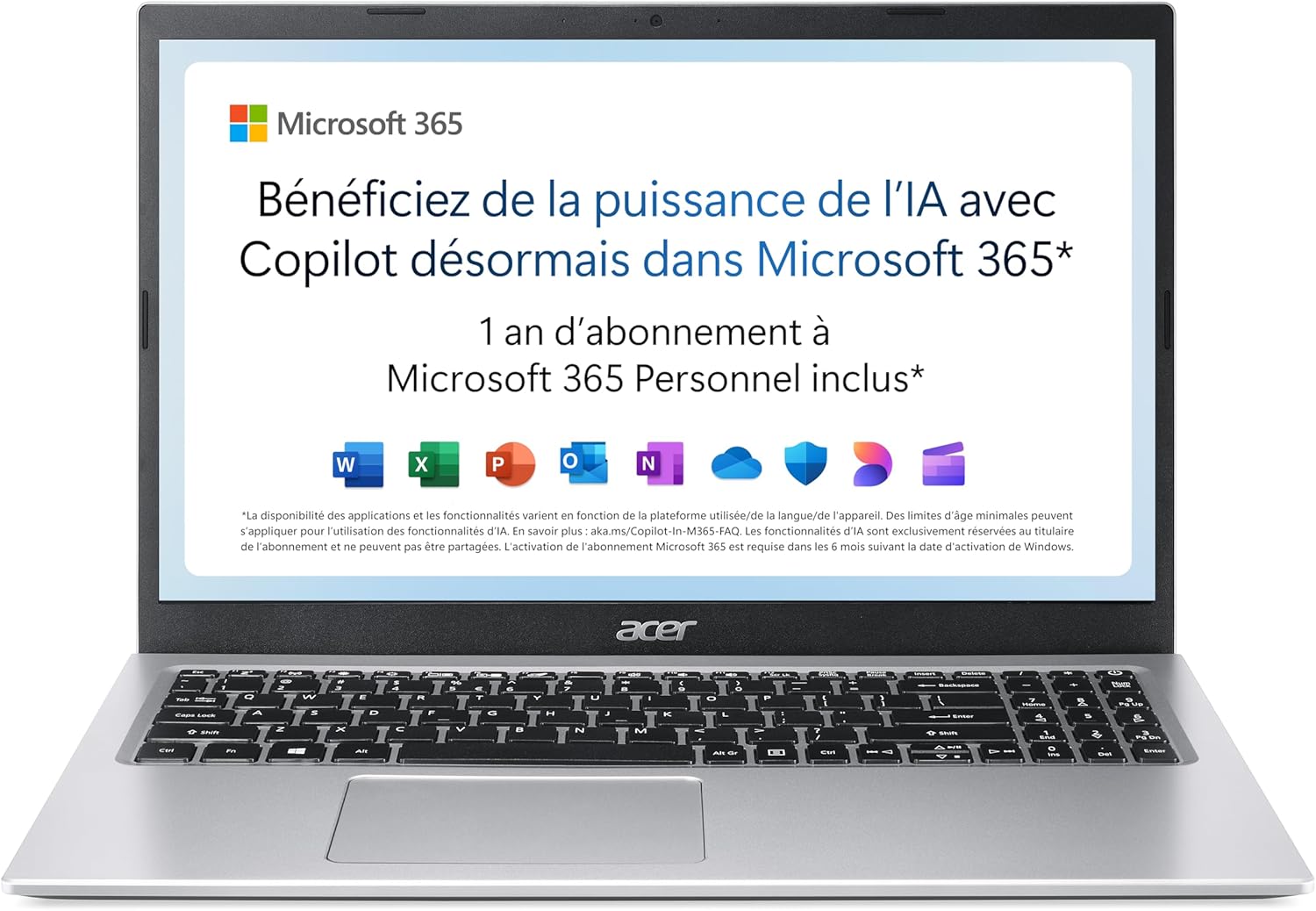 Acer Aspire 1 A115-32-C3AK Ordinateur Portable 15,6'' Full HD (Intel Celeron N4500, RAM 4 Go, 128 Go eMMC, Intel UHD Graphics, Windows 11), Clavier AZERTY, Gris, Microsoft 365 Personnel 12 Mois Inclus