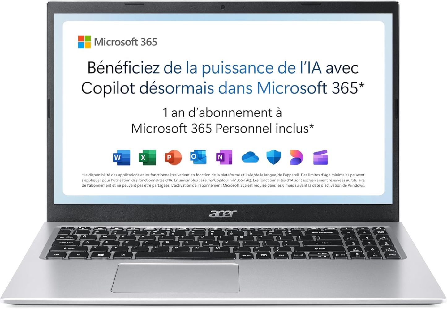Acer Aspire 1 A115-32-C3AK Ordinateur Portable 15,6'' Full HD (Intel Celeron N4500, RAM 4 Go, 128 Go eMMC, Intel UHD Graphics, Windows 11), Clavier AZERTY, Gris, Microsoft 365 Personnel 12 Mois Inclus