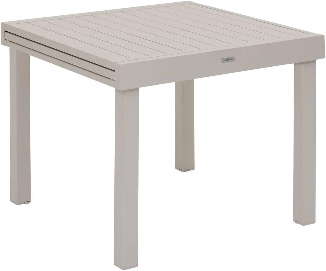 Hespéride - Table de Jardin Extensible Piazza Argile - 8 Places - Aluminium Traité Epoxy Antirouille - Meuble d'Extérieur à Rallonge Coulissante