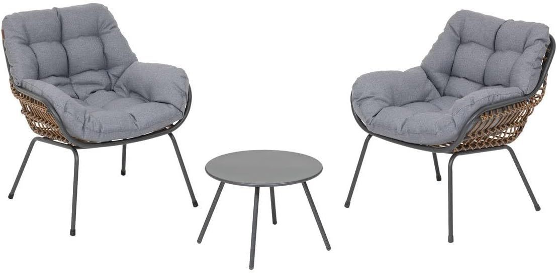 Hespéride - Salon de Jardin Duo Paopao Graphite en Acier traité en epoxy 2 Places