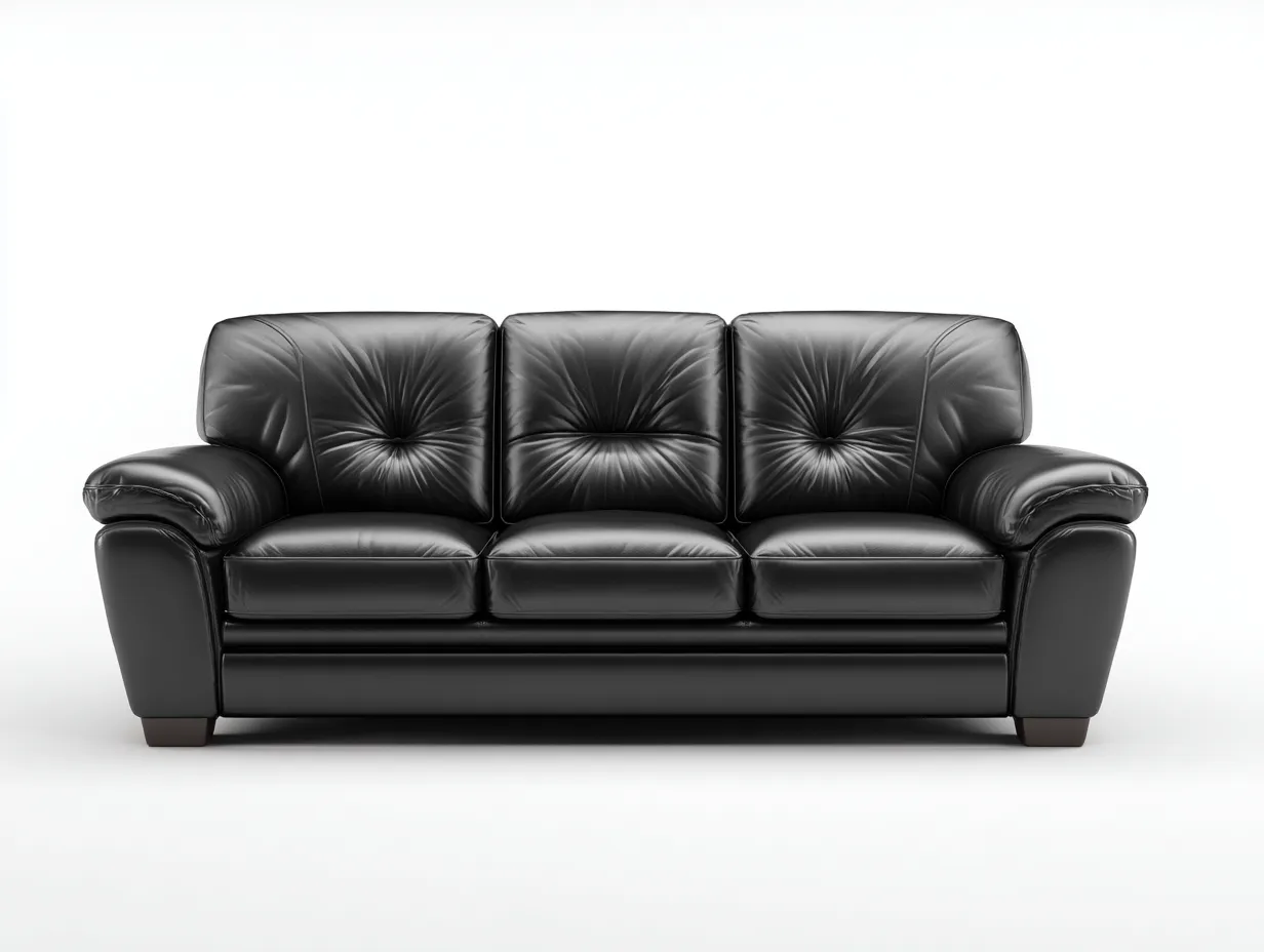 Canapé 3 places cuir 210x95x92 cm - noir - design moderne-Nestuse