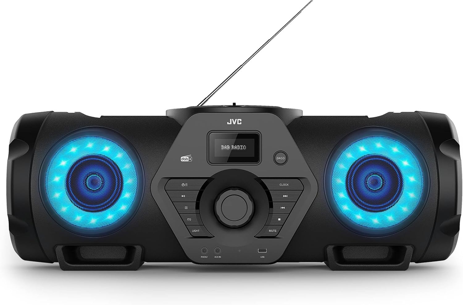 JVC - Boomblaster Dab 2 x 30 Watt, Dab+, FM, Bluetooth, CD, USB, Line-in RV-NB300DAB Noir
