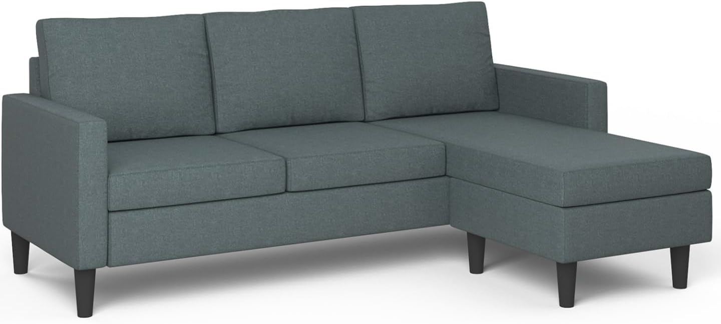 IDMarket - Canapé d'angle 3 Places Marius 200 cm réversible Gris Anthracite