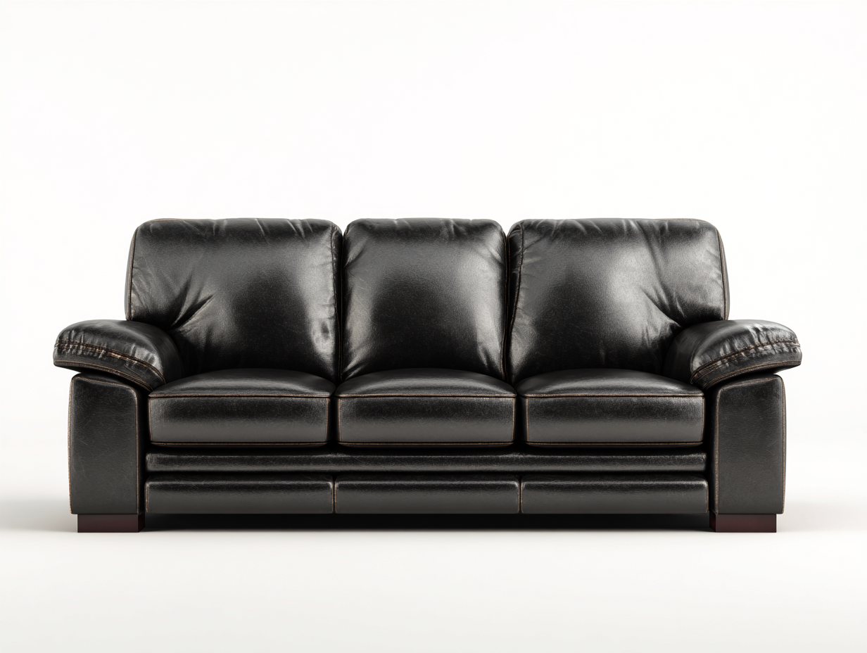 Canapé 3 places cuir 212x98x92 cm - noir - design moderne-Nestuse