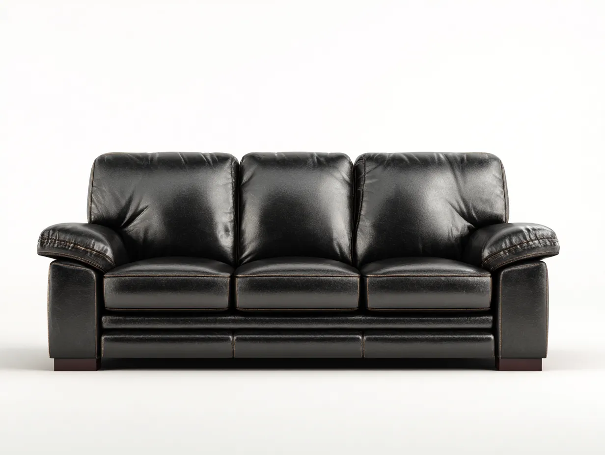 Canapé 3 places cuir 212x98x92 cm - noir - design moderne-Nestuse