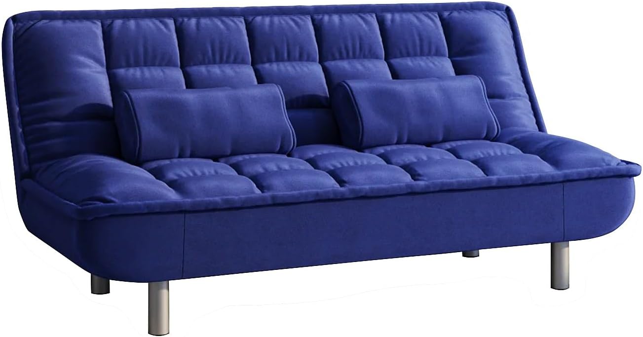 Vente-unique - Canapé Convertible clic-clac MISHAN en Tissu - Bleu - 3 Places