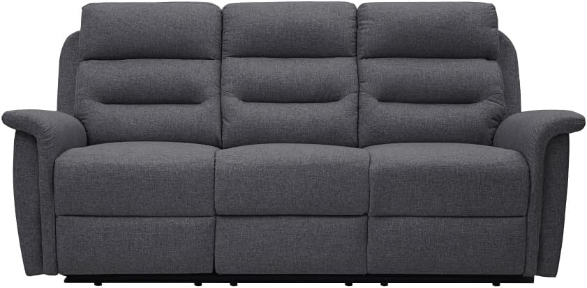 LOUNGITUDE - Canapé de Relaxation Manuel 3 Places en Tissu - Gris foncé
