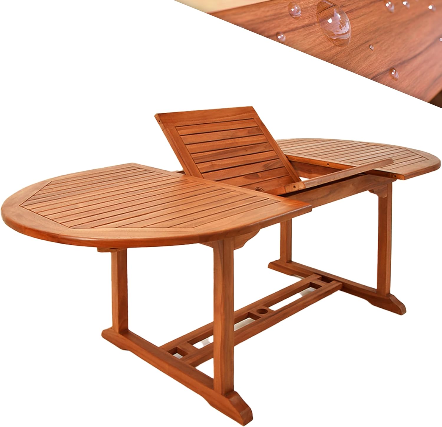Casaria Table de Jardin Vanamo en Bois d'eucalyptus 200x100x74cm Table Extensible avec rallonge pour extérieur terrasse