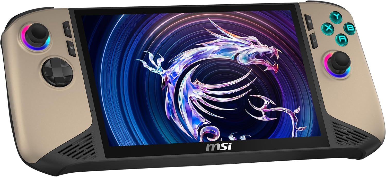 MSI Claw 8 AI+ Ordinateur de Jeu Portable, écran 8" FHD+ 120 Hz, processeur Intel Core Ultra 7 258 V, 32 Go de RAM, SSD 1 to, Carte Graphique Intel Arc, Windows 11 Home, Noir/Sandstorm, A2VM-020FR