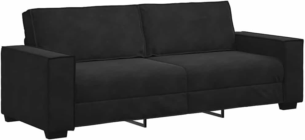 vidaXL Canapé à 3 Places Noir 180 cm Velours, canapé, canapé Trois Places, canapé 3 Places en Velours, Divan, canapé en Velours