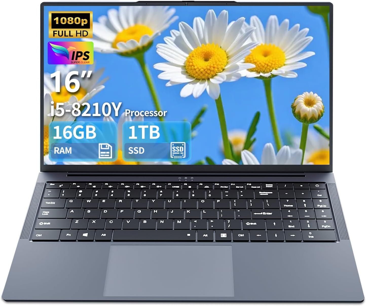 Pc Portable 16 Pouces, Ordinateur Portable Core I5 Avec Jusqu'à 3.60 Ghz, 16Go+1TB SSD Laptop, Ordinateurs Portables écran IPS 1920x 1200 FHD RJ45, Type-C USB 3.0 BT 5.0 Clavier numérique rétroéclairé