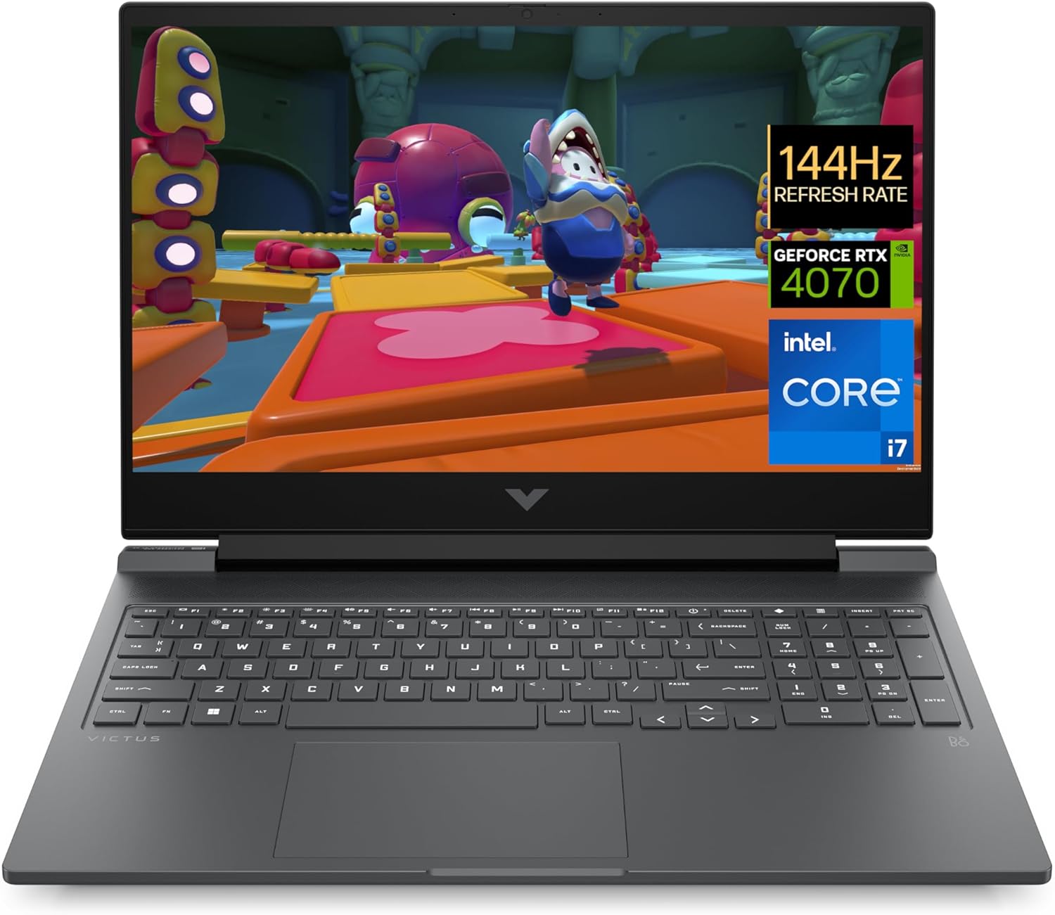 HP Victus 16-r1000sf Ordinateur Portable Gaming 16" FHD IPS 144 Hz, PC Portable Gamer (Intel Core i7-14650HX, RAM 16 Go, SSD 512 Go, Nvidia GeForce RTX 4070 8Go, Windows 11), Laptop Gris, AZERTY