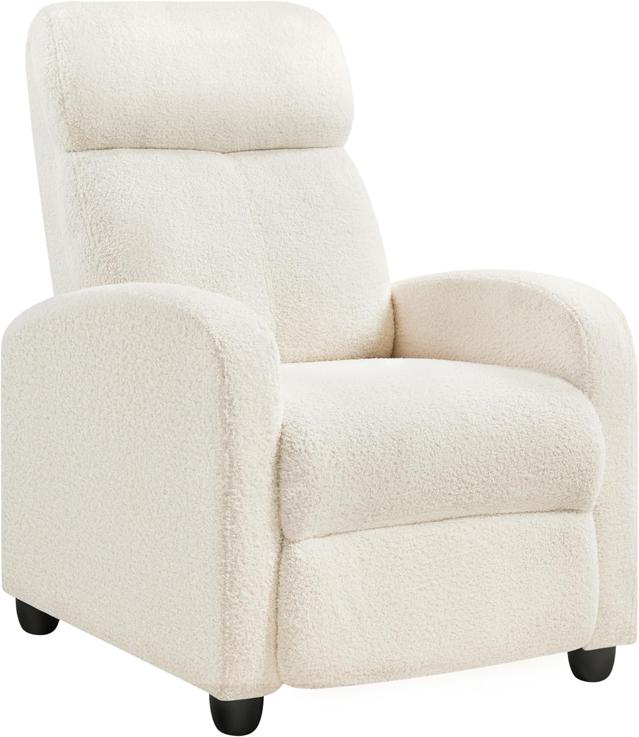 Yaheetech Fauteuil de Relaxation Chaise de Détente Siège de Canapé Fauteuil en Tissu Bouclette Doux avec Repose Pied/Chambre à Coucher/Home Cinéma/Salon Ivoire
