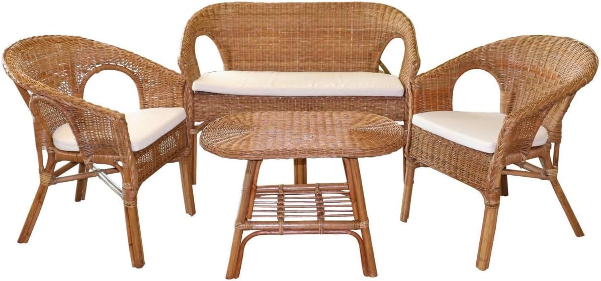 SUNNYDAYS Le ROTIN - Salon DE Jardin Sienna 78X59X60CM / 78X104X60CM / 50X67X46CM