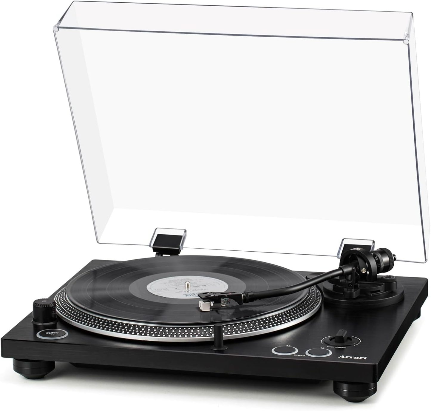 PR-101 Platine à Courroie 2 Vitesses 33/45 RPM, Cartouche Magnétique Mobile AT-3600L, Connexion sans Fil, Préamplificateur Phono Intégré