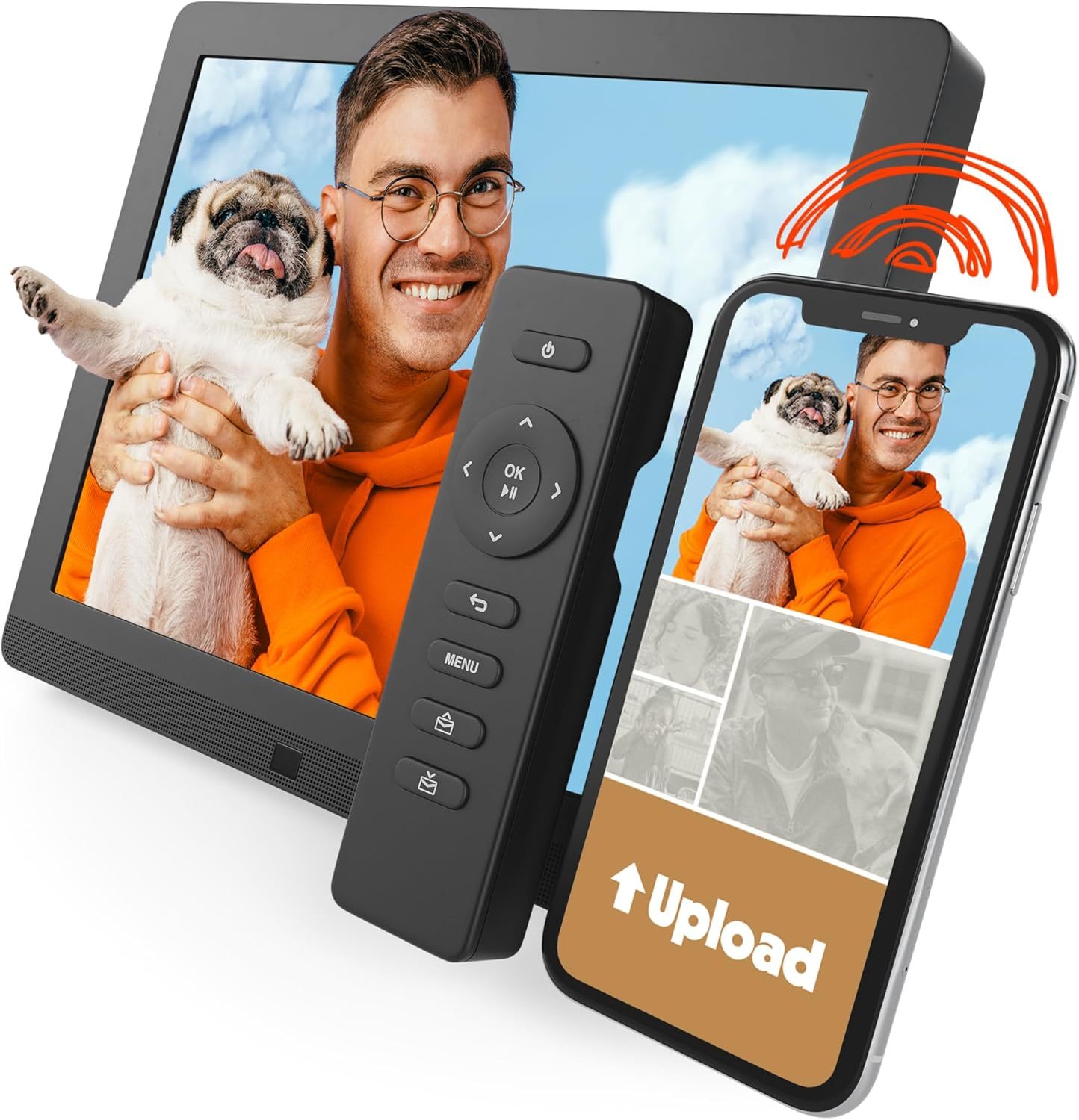 Cadre Photo numérique WiFi 10 Pouces Pix Star - Stockage Gratuit et illimité sur Le Cloud Detecteur de Mouvement - Cadres Photo numérique