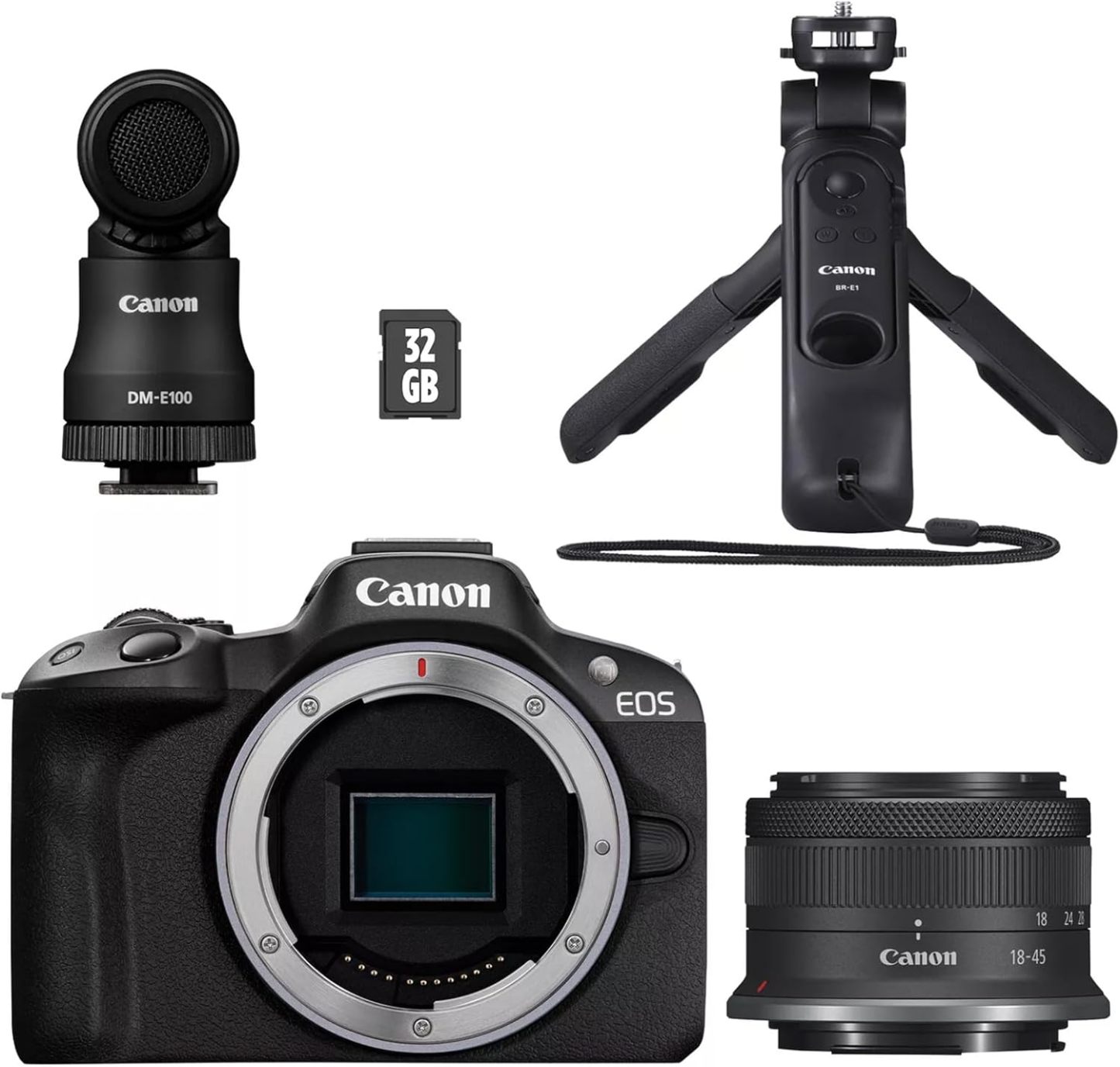 Kit créateur de Contenu UGC Canon EOS R50 - Appareil Photo Hybride APS-C 4K, Wi-FI, Bluetooth, Compact, idéal pour Le vlog, pour débutants et Professionnels