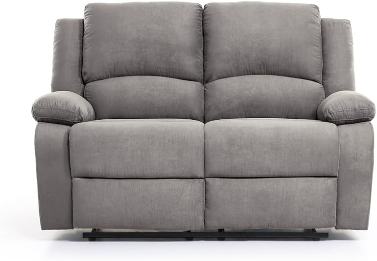 LOUNGITUDE - DETENTE - Canapé de Relaxation 2 Places en Microfibre - Gris
