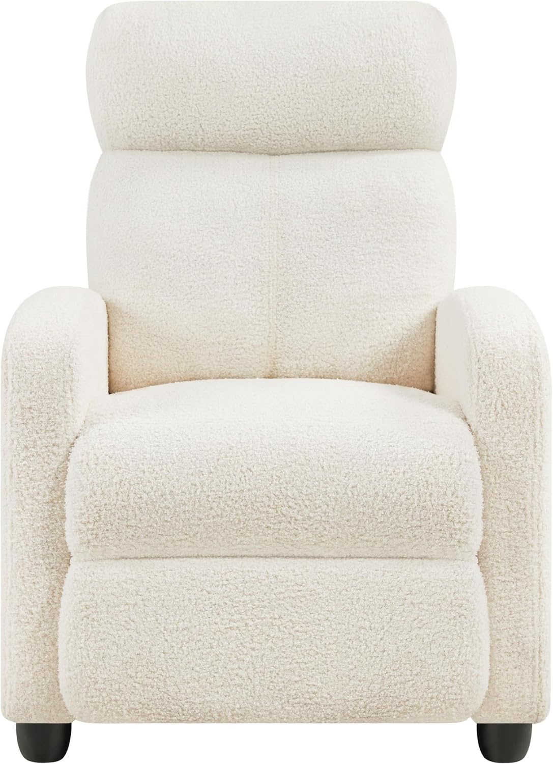 Yaheetech Fauteuil de Relaxation Petit Canapé Inclinable en Tissu Bouclette Doux en 3 Positions 1 Place avec Repose Pied/Chambre à Coucher/Home Cinéma/Salon Ivoire