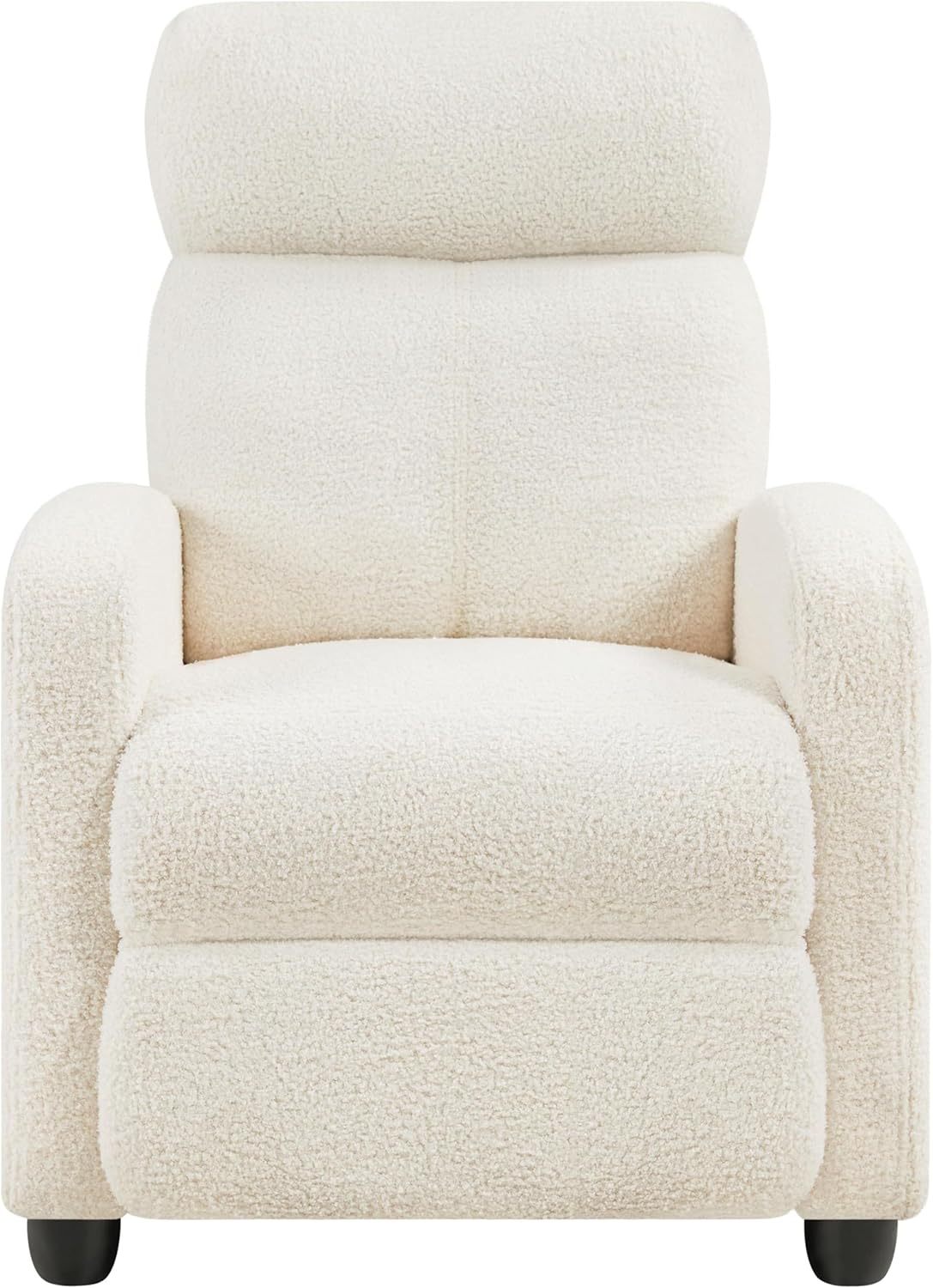 Yaheetech Fauteuil de Relaxation Petit Canapé Inclinable en Tissu Bouclette Doux en 3 Positions 1 Place avec Repose Pied/Chambre à Coucher/Home Cinéma/Salon Ivoire