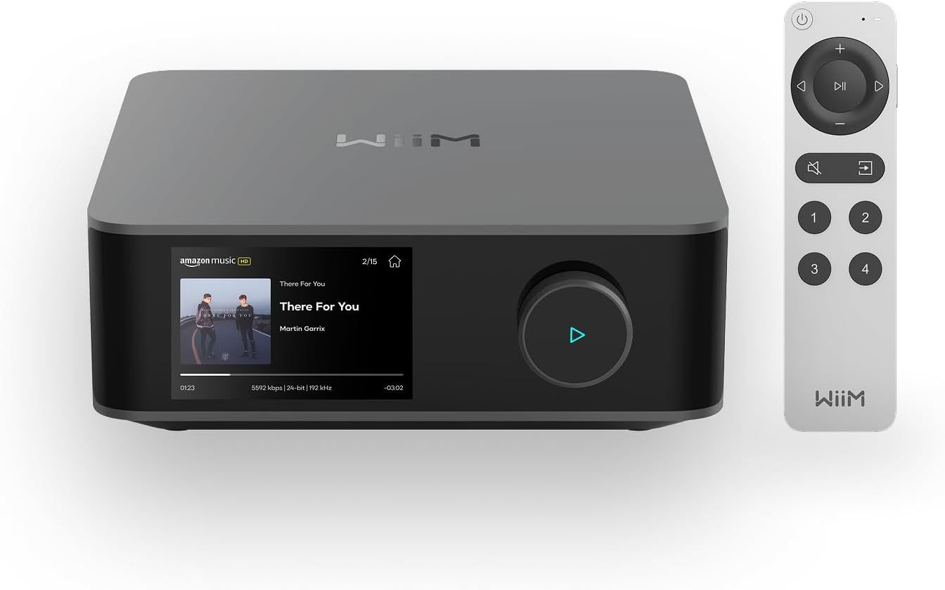 WiiM Amp Ultra avec Voice Remote2 | Amplificateur de Streaming 100W avec DAC ESS ES9039Q2M Dual Amplis TI TPA3255 |Égaliseur RoomFit Intégré&Écran Tactile| Entrées HDMI ARC, Optique, RCA| Gris Spatial