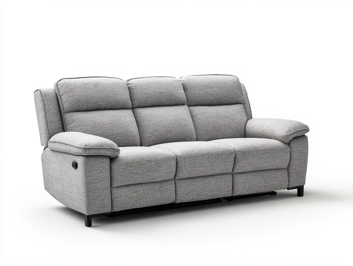 Canapé 3 places en tissu 220x95x100 cm - gris clair - avec fonction relax-Nestuse
