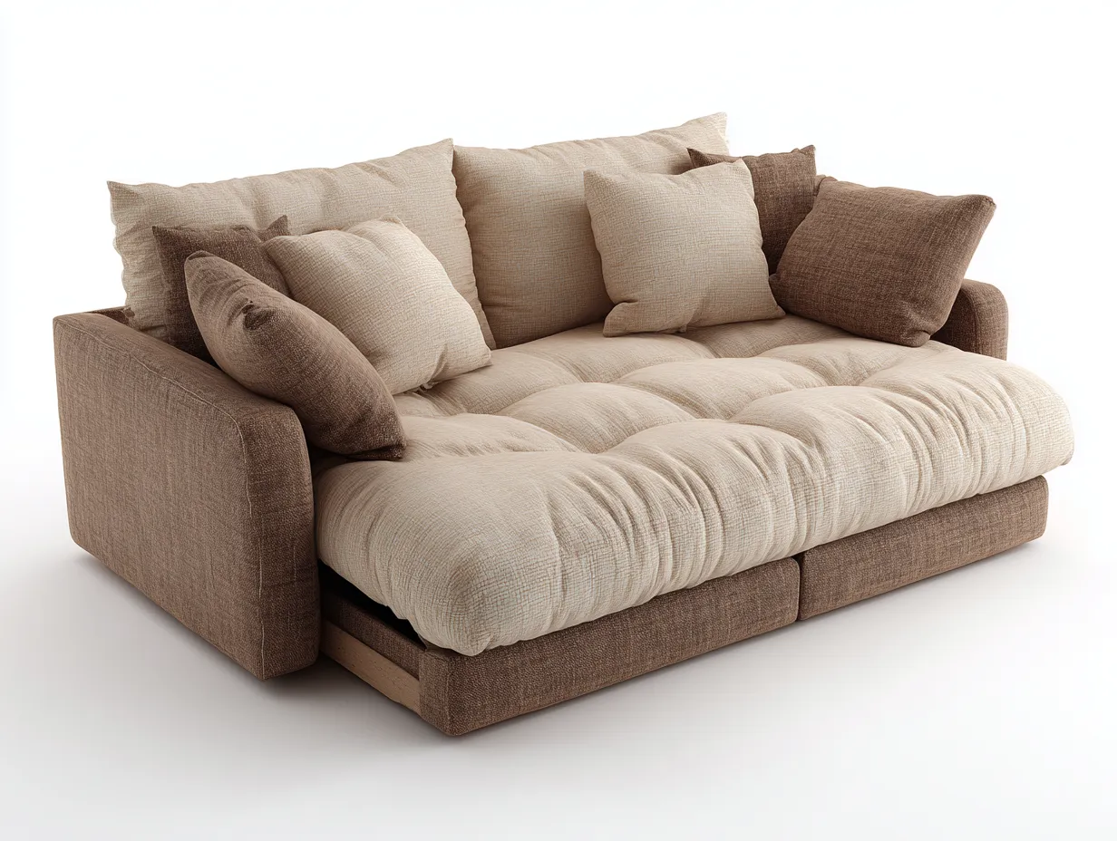 Canapé-lit tissu 175x135x80 cm - beige/brun - design moderne-Nestuse